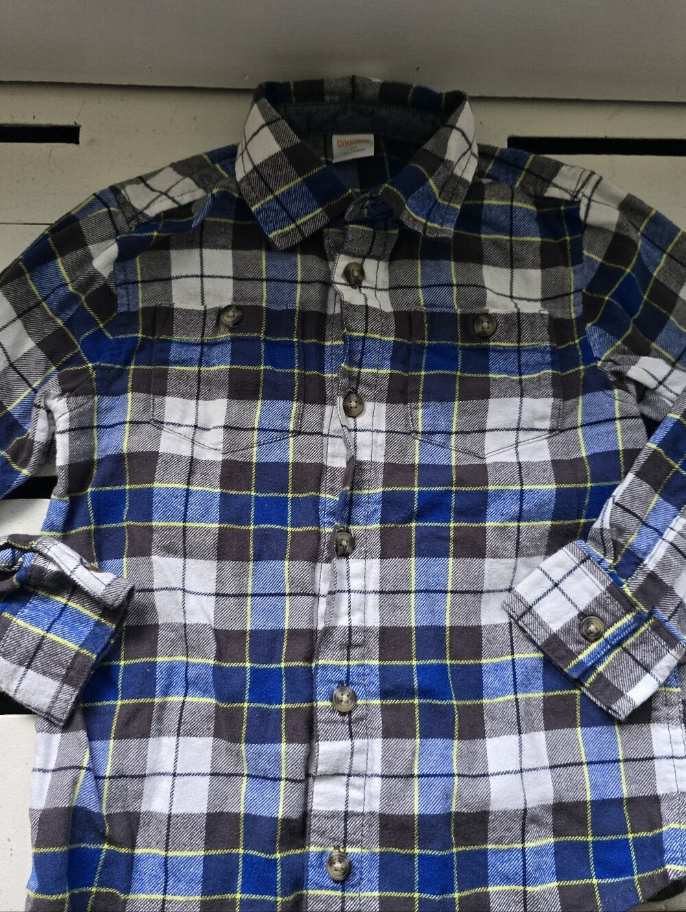 Gymboree Blue, White and Gray Plaid Button-Down Shirt